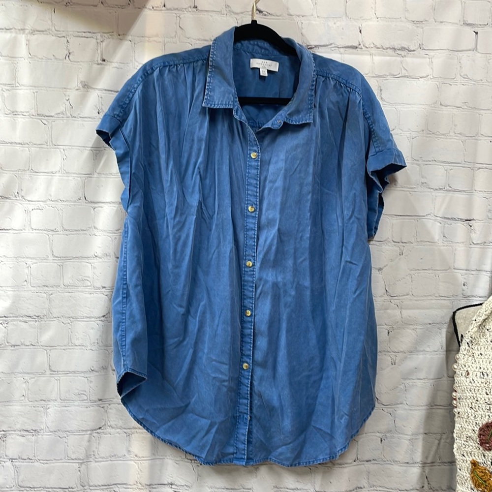 New Directions soft button up blue 2x top